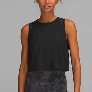 Lululemon Mesh Cropped Black Tank Top Race Length